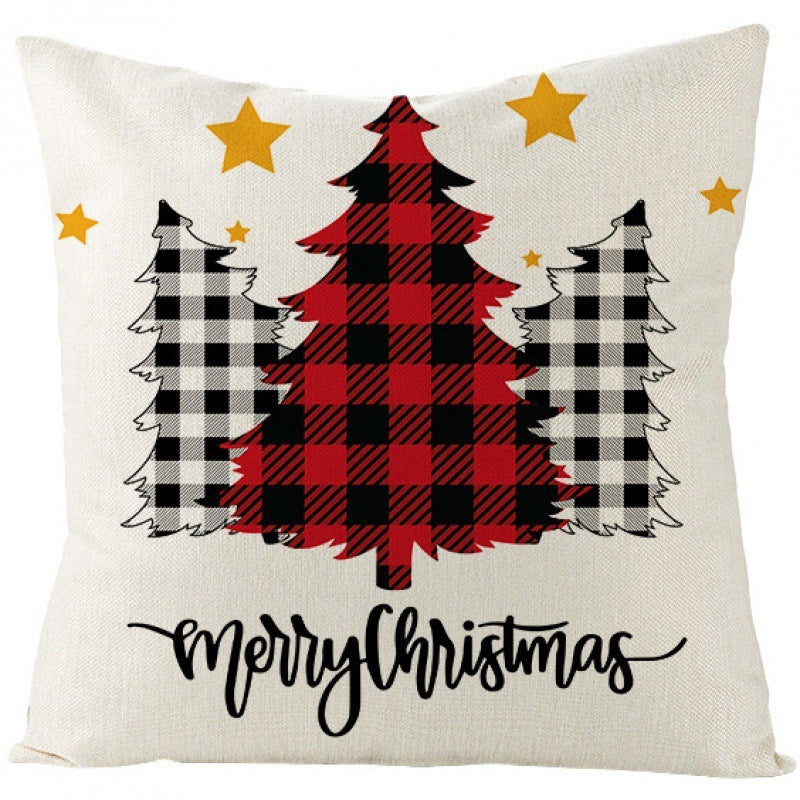 KTX-024339 Christmas-Themed Cartoon Anime Linen Pillowcase, Modern Simple Design, 45x45cm