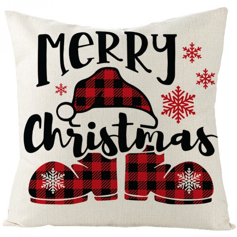 KTX-024339 Christmas-Themed Cartoon Anime Linen Pillowcase, Modern Simple Design, 45x45cm