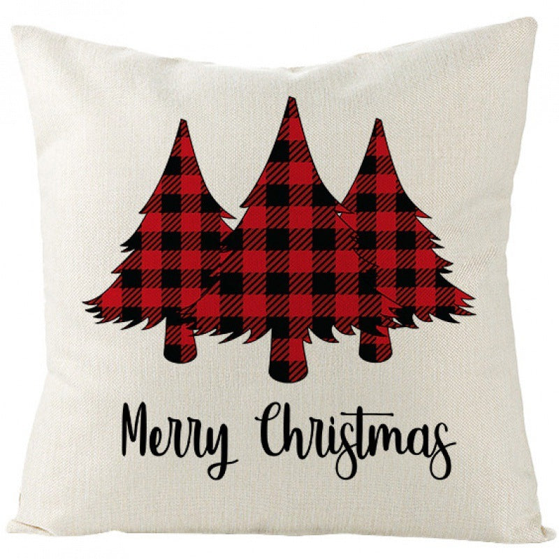 KTX-024339 Christmas-Themed Cartoon Anime Linen Pillowcase, Modern Simple Design, 45x45cm
