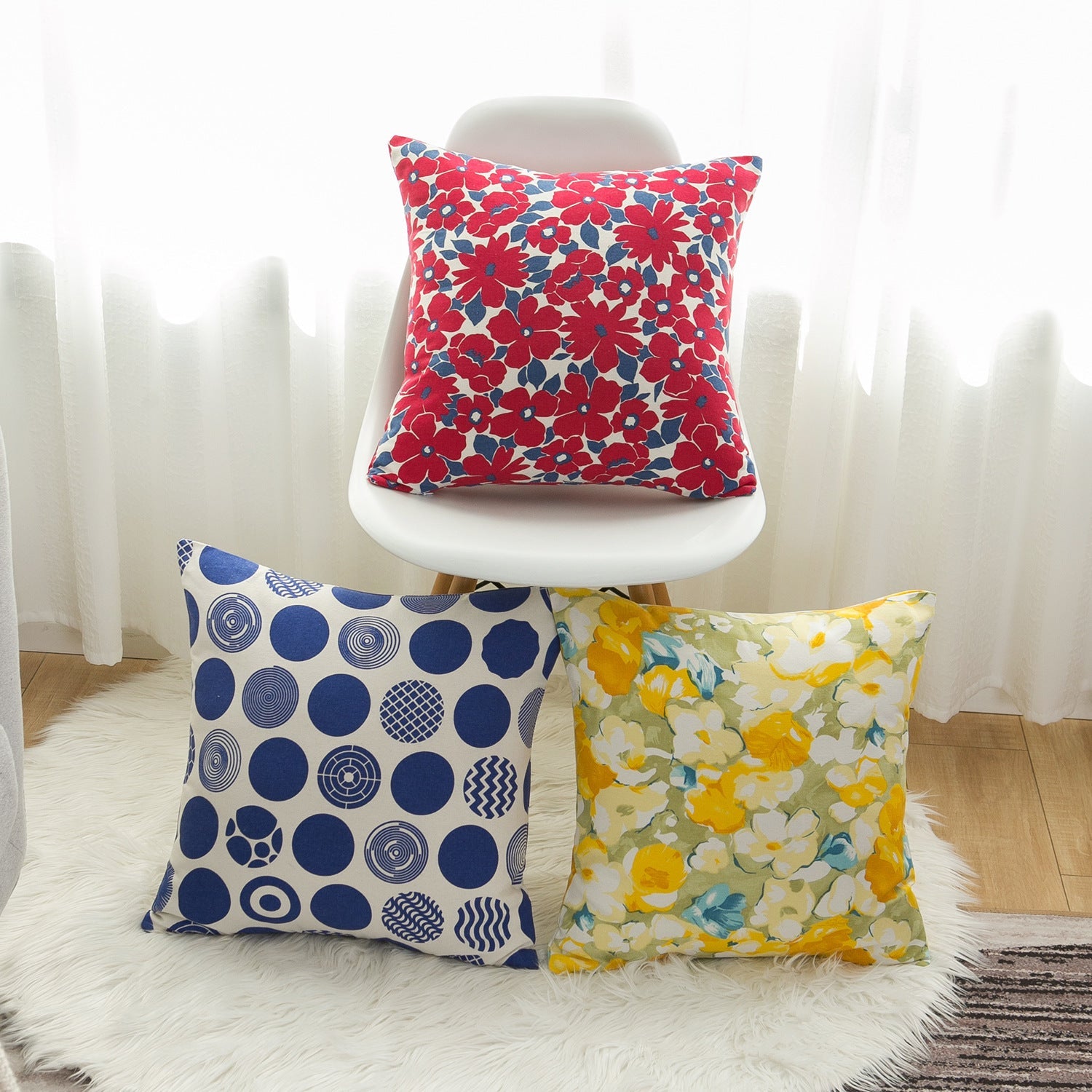 KTX-024467 Duplex Printed Pillow Cover in Modern Style, Multiple Colors Available, 60x60CM & 45x45CM