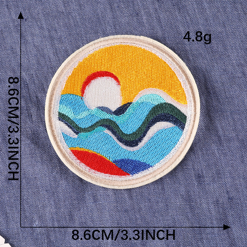 KTX-024659 Round Embroidery Patch Badge for Clothing, Shoes, Hats, and Accessories - 6.5cm Polyester Stickers