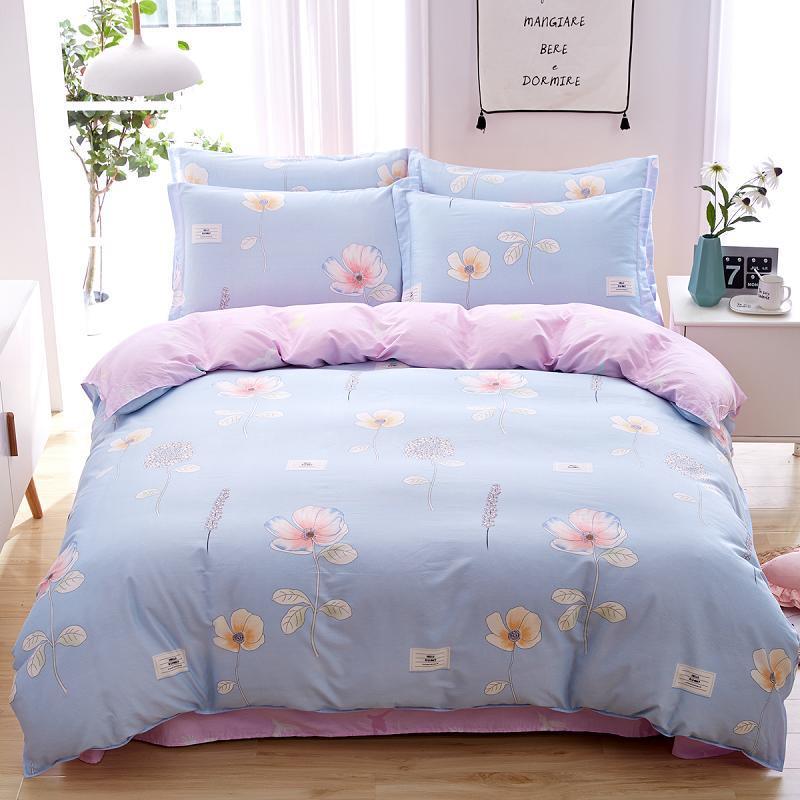 KTX-024979 Cotton Active Twill Bed Linen & Duvet Cover Set - Artistic Floral Designs, 4-Piece Collection