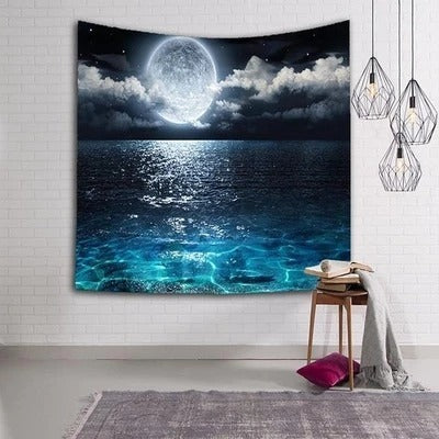 KTX-025363 Reflection Wall Tapestry - 100% Polyester, Machine Washable, Stylish Decor