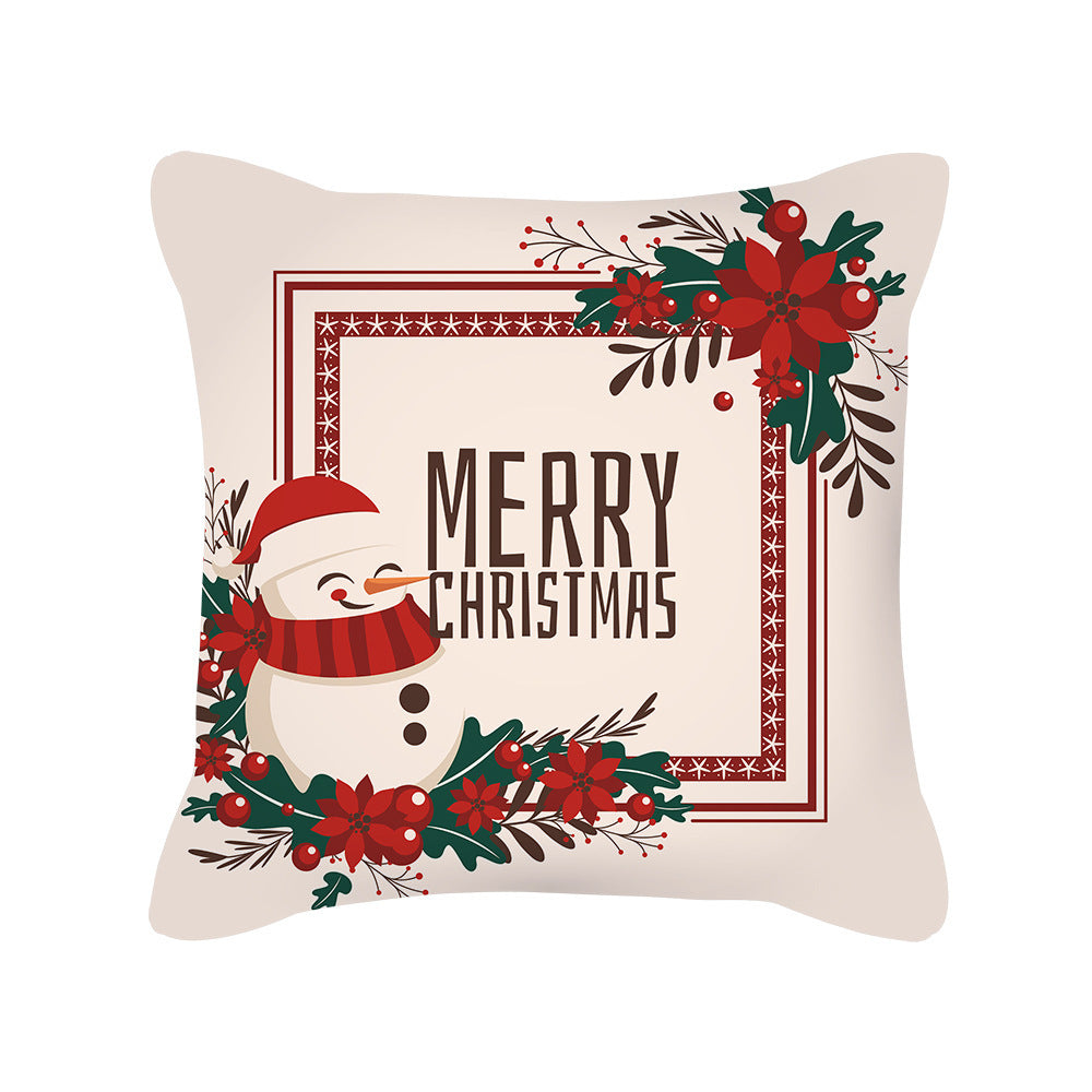 KTX-025491 Cartoon Christmas Pillowcase in Red - Soft Peach Skin Material, 45x45cm