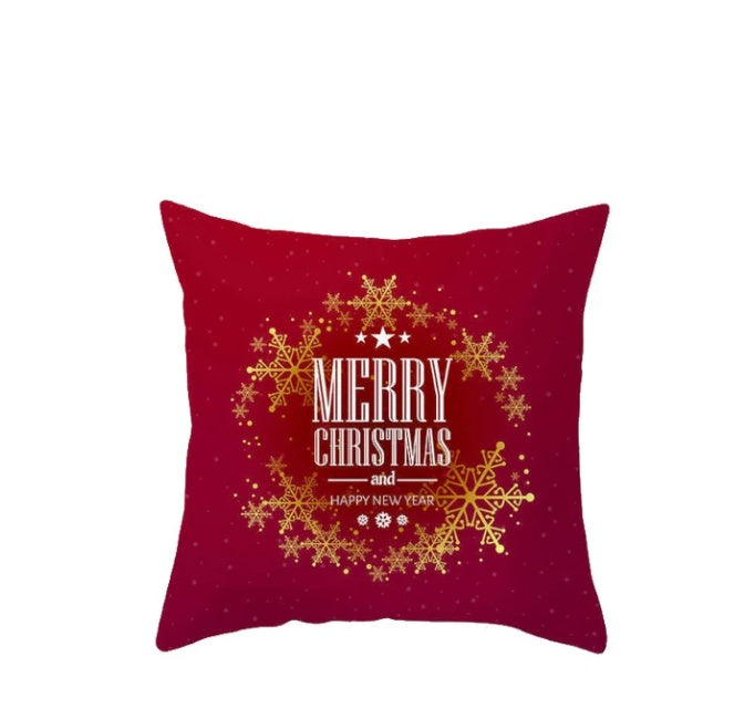 KTX-025491 Cartoon Christmas Pillowcase in Red - Soft Peach Skin Material, 45x45cm