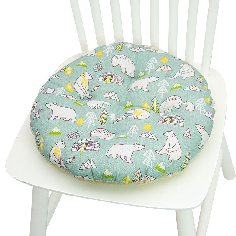 KTX-025619 Geometric Pattern Round Chair Cushion for Bay Windows, Cotton and Linen, 40x40 cm