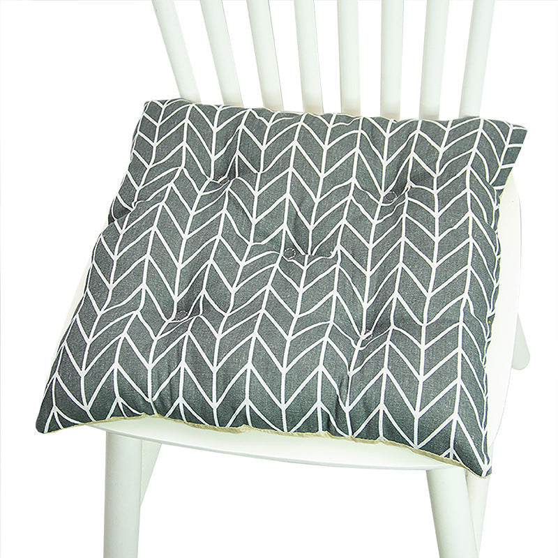 KTX-025619 Geometric Pattern Round Chair Cushion for Bay Windows, Cotton and Linen, 40x40 cm
