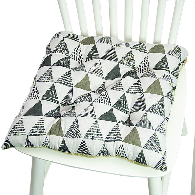 KTX-025619 Geometric Pattern Round Chair Cushion for Bay Windows, Cotton and Linen, 40x40 cm
