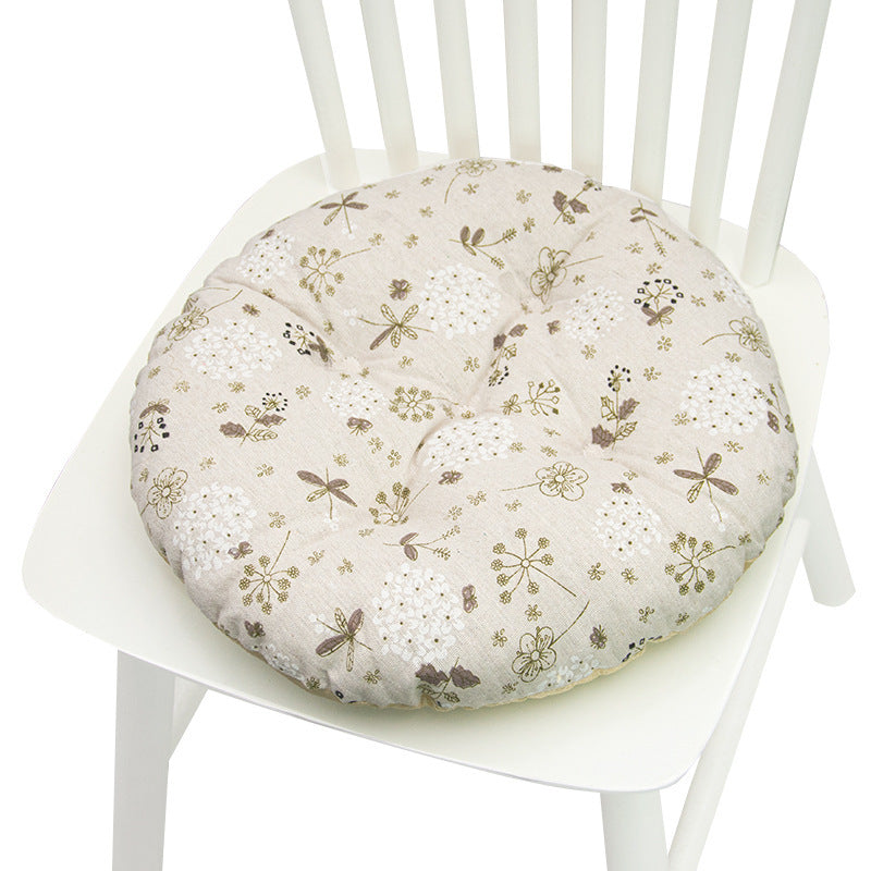 KTX-025619 Geometric Pattern Round Chair Cushion for Bay Windows, Cotton and Linen, 40x40 cm