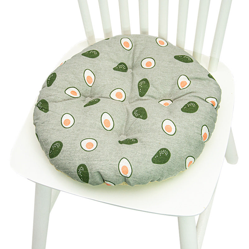 KTX-025619 Geometric Pattern Round Chair Cushion for Bay Windows, Cotton and Linen, 40x40 cm