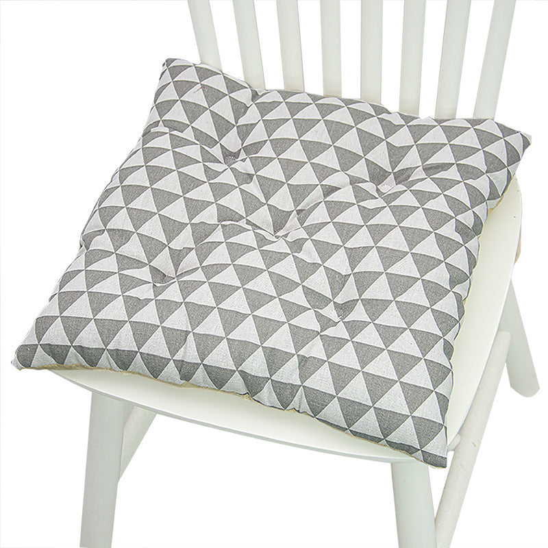 KTX-025619 Geometric Pattern Round Chair Cushion for Bay Windows, Cotton and Linen, 40x40 cm