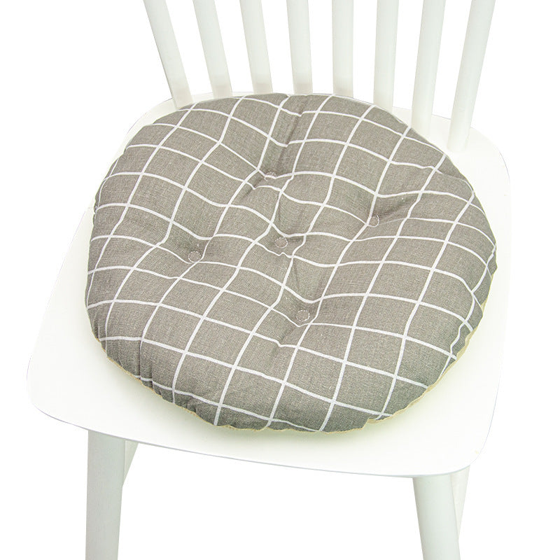 KTX-025619 Geometric Pattern Round Chair Cushion for Bay Windows, Cotton and Linen, 40x40 cm