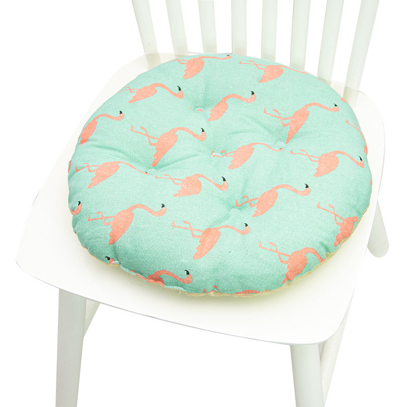 KTX-025619 Geometric Pattern Round Chair Cushion for Bay Windows, Cotton and Linen, 40x40 cm
