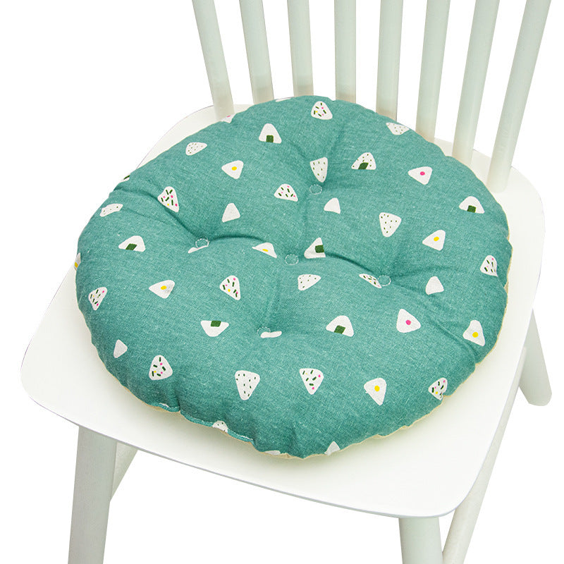 KTX-025619 Geometric Pattern Round Chair Cushion for Bay Windows, Cotton and Linen, 40x40 cm
