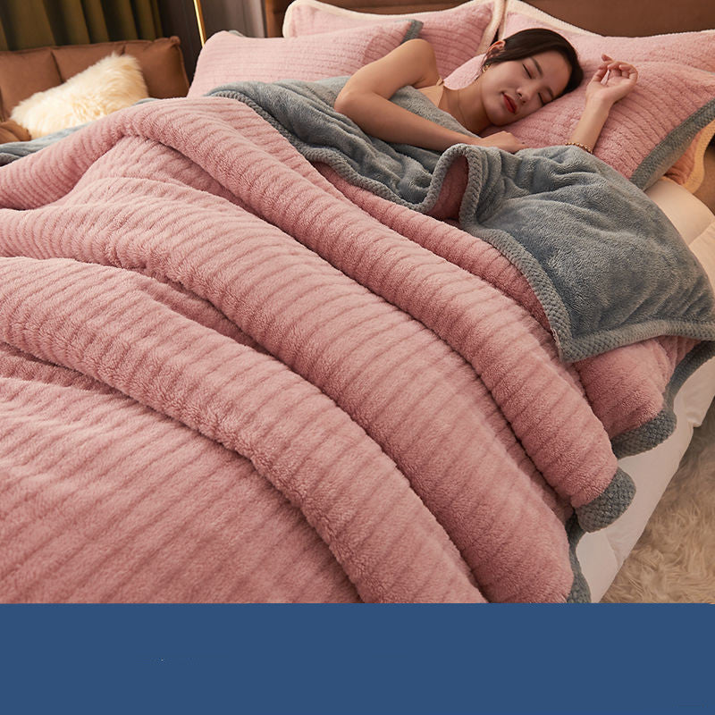 KTX-025811 Cozy Double Layer Flannel Blanket for Winter Snuggles in Multiple Color Combinations