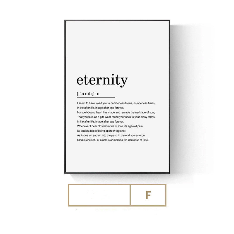 KTX-025811 Elegant English Alphabet Mural for Modern Dining and Living Spaces with Framed Canvas Art