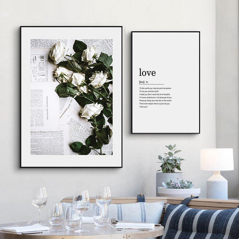 KTX-025811 Elegant English Alphabet Mural for Modern Dining and Living Spaces with Framed Canvas Art