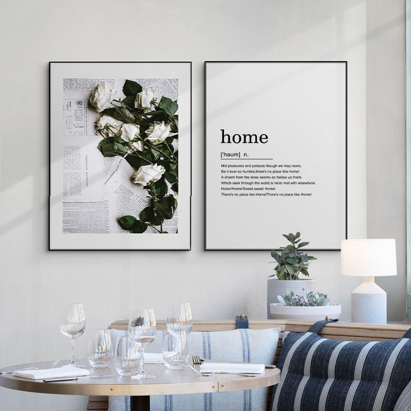 KTX-025811 Elegant English Alphabet Mural for Modern Dining and Living Spaces with Framed Canvas Art