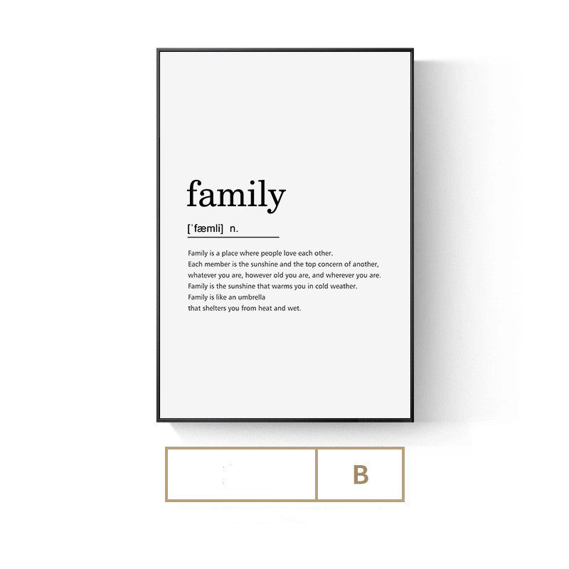 KTX-025811 Elegant English Alphabet Mural for Modern Dining and Living Spaces with Framed Canvas Art