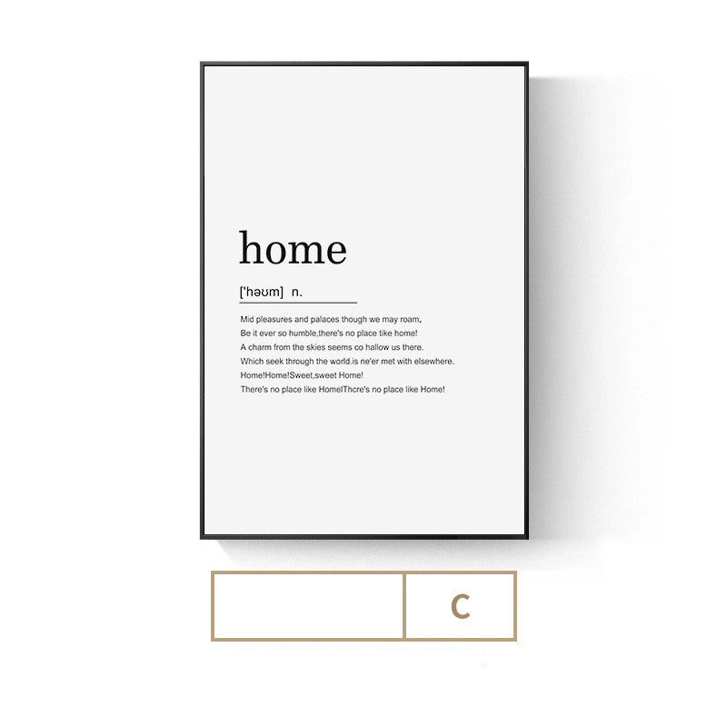 KTX-025811 Elegant English Alphabet Mural for Modern Dining and Living Spaces with Framed Canvas Art