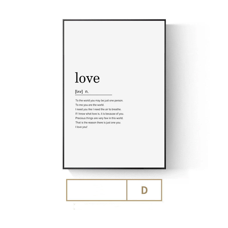 KTX-025811 Elegant English Alphabet Mural for Modern Dining and Living Spaces with Framed Canvas Art