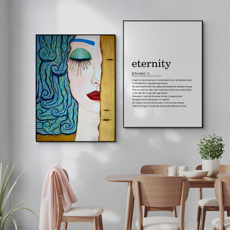 KTX-025811 Elegant English Alphabet Mural for Modern Dining and Living Spaces with Framed Canvas Art