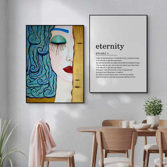 KTX-025811 Elegant English Alphabet Mural for Modern Dining and Living Spaces with Framed Canvas Art