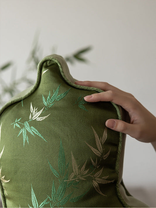 KTX-026771 Bamboo Leaf Gourd Pillow for Living Room, 35x50x7 cm, Plant and Flower Design