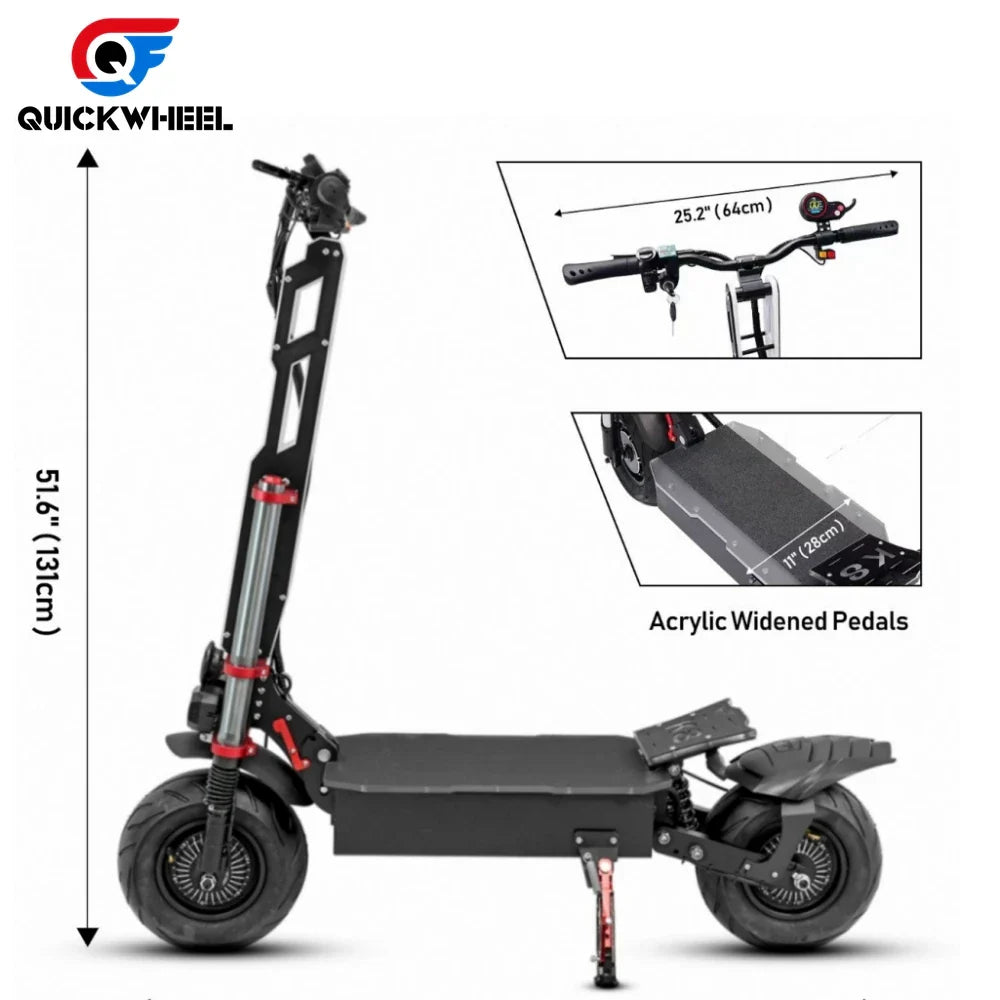 KTX-026835 Foldable Off-Road Electric Scooter, 60V 38Ah Lithium Battery, 150kg Max Load, Waterproof, Full Suspension, 80-100km Range