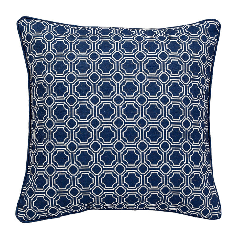 KTX-027283 Cotton and Linen Square Pillow Cushions in Blue - Geometric Designs, 30x50cm & 45x45cm Options