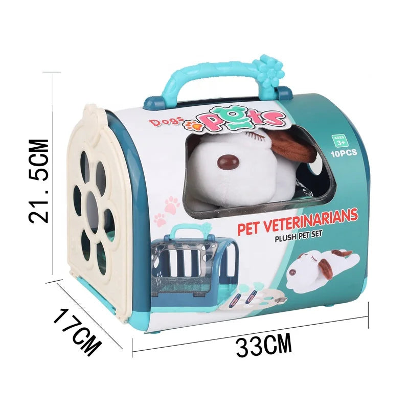KTX-027795 Pet Plush Dog Care Tool House Set - Soft Stuffed Toy for Kids Aged 2 to 7 Years