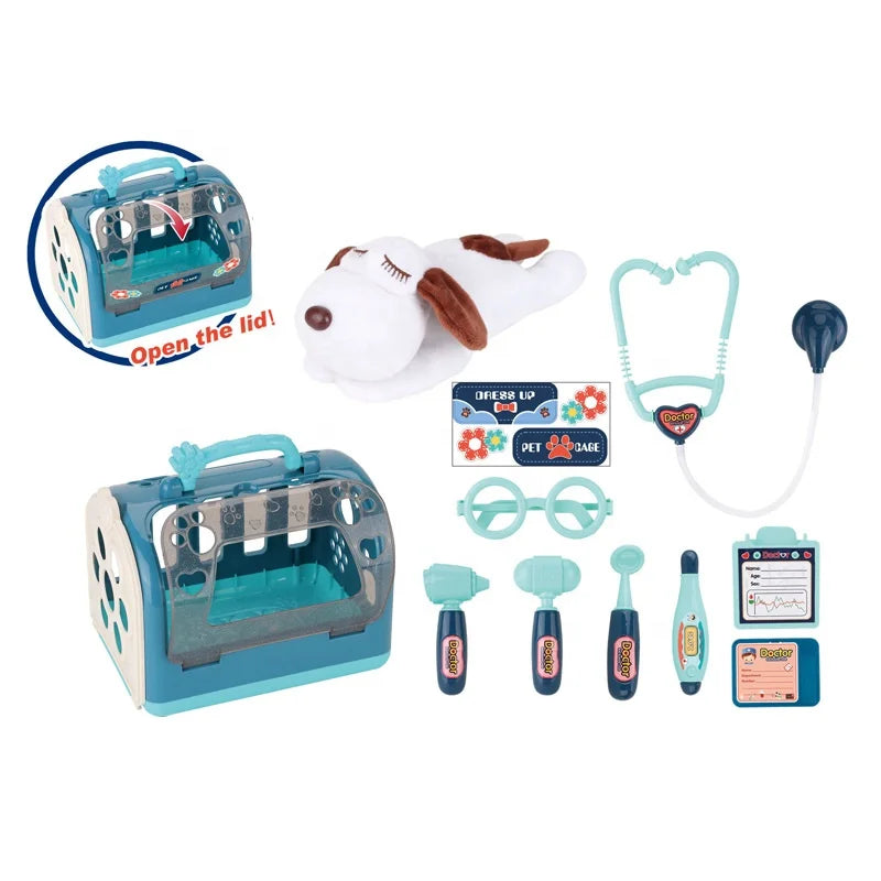 KTX-027795 Pet Plush Dog Care Tool House Set - Soft Stuffed Toy for Kids Aged 2 to 7 Years