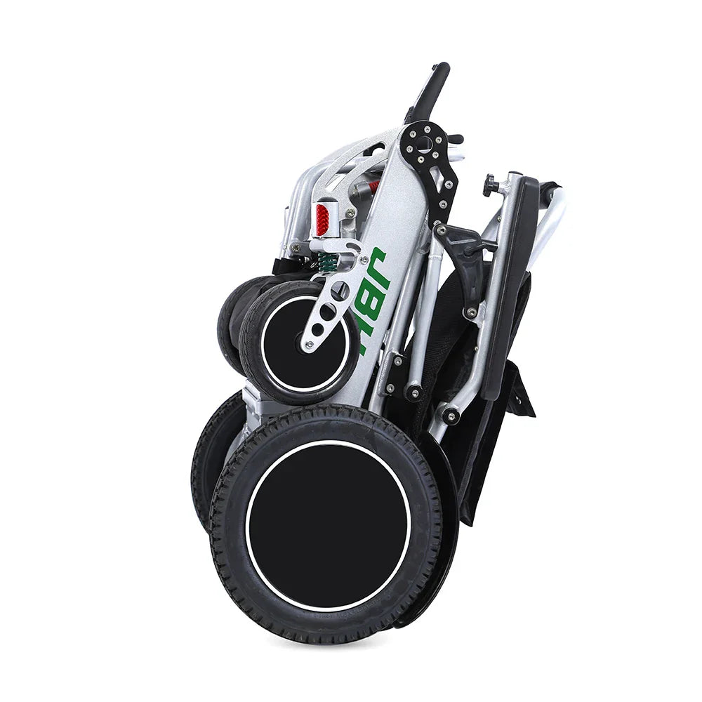 KTX-027987 Electric Folding Wheelchair with 12.5" Rear Wheels, Aluminum Alloy Frame, 20 km Driving Range, 120 kg Capacity