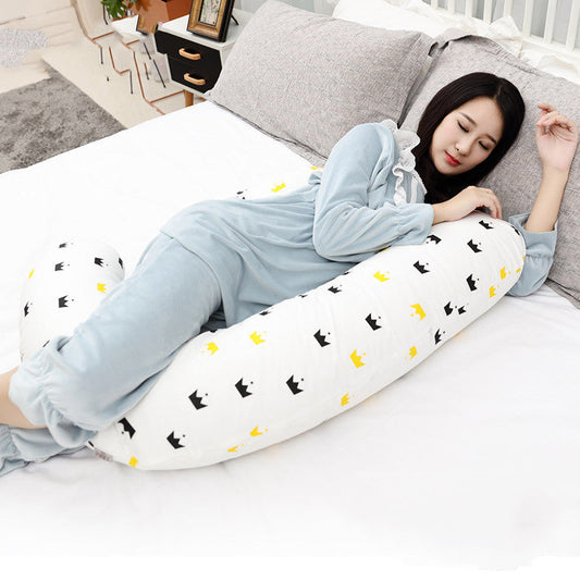 KTX-028115 Multifunctional Maternity Pillow for Side Sleeping – Cotton Outer Fabric, Down Velvet Filling, 148x80cm