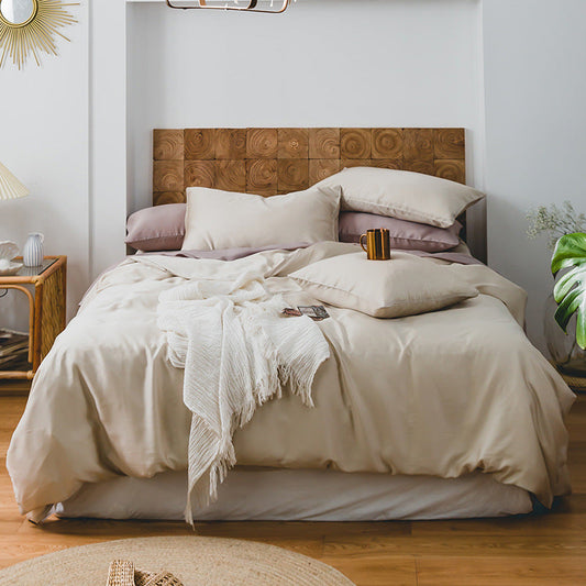 KTX-028435 Summer Light Luxury Tencel Bedding Set - 4-Piece Ice Silk Cool Feel with Quilt Cover and Sheets