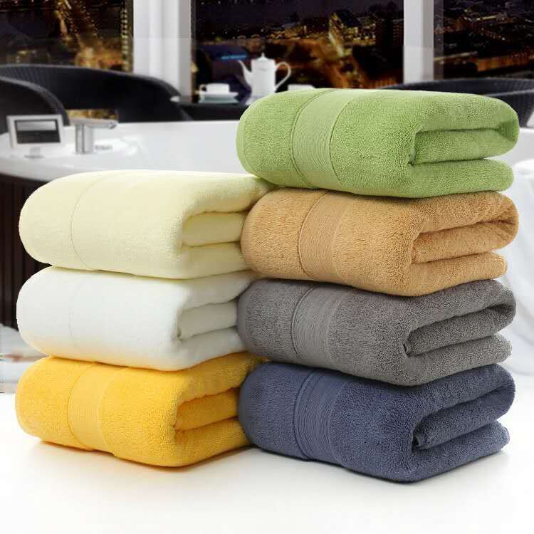 KTX-028691 Soft Cotton Thickened Bath Towel - 70x140CM in Solid Colors