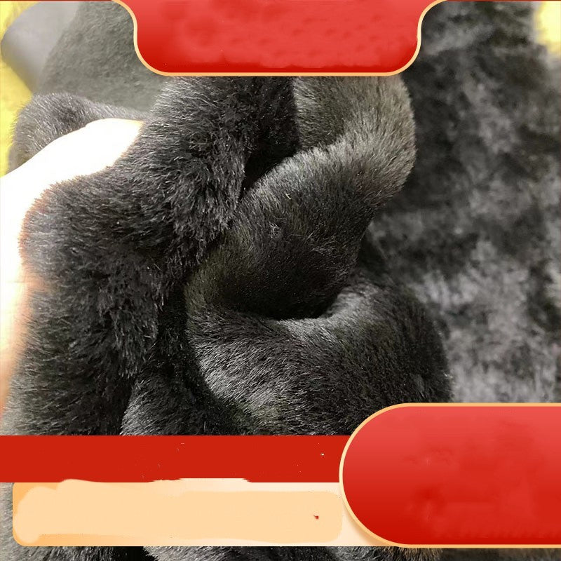 KTX-028947 Whole Fleece Real Wool in Black for Footwear and Accessories