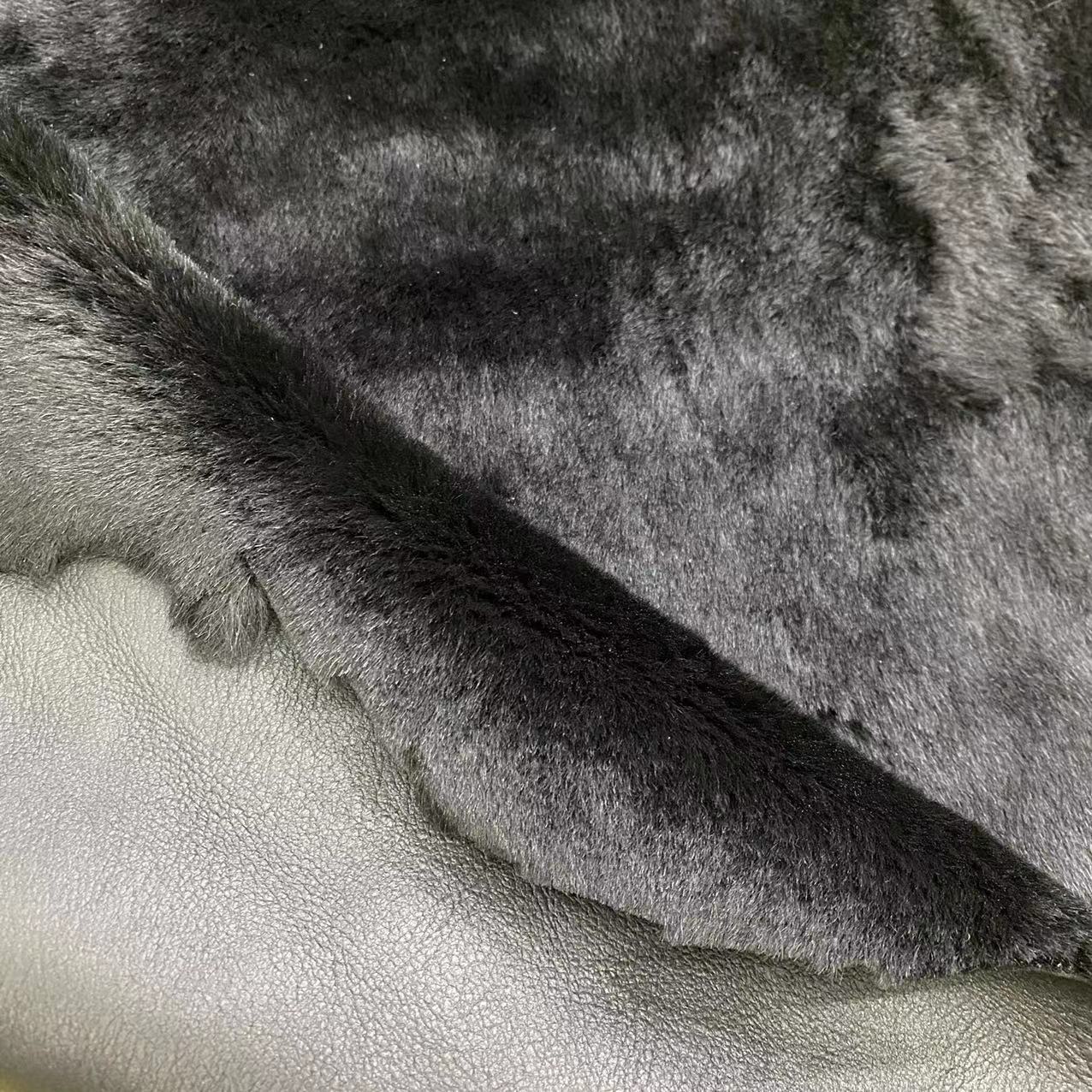 KTX-028947 Whole Fleece Real Wool in Black for Footwear and Accessories