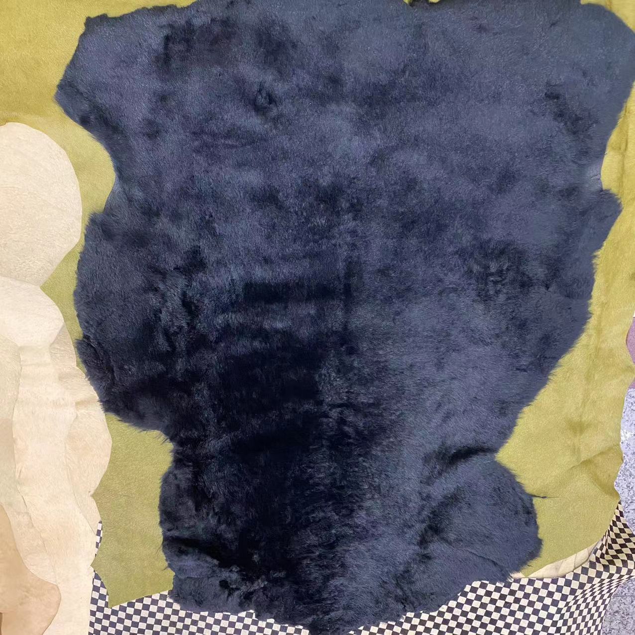 KTX-028947 Whole Fleece Real Wool in Black for Footwear and Accessories