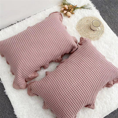 KTX-029587 Korean Cotton Waffle Leisure Blanket - Soft Towel Blanket for Summer Naps, Bed and Sofa Use, Various Colors Available