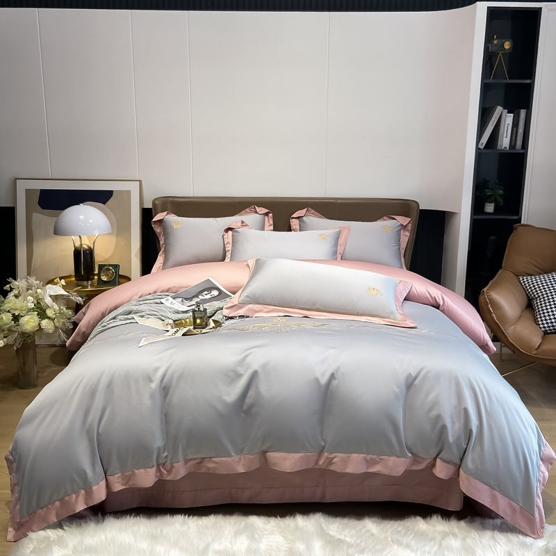 KTX-030099 Cotton Embroidery Bedding Set - 4-Piece Collection for Full, Queen, and King Beds