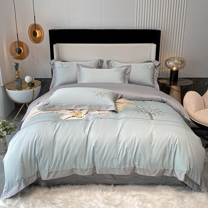 KTX-030099 Cotton Embroidery Bedding Set - 4-Piece Collection for Full, Queen, and King Beds