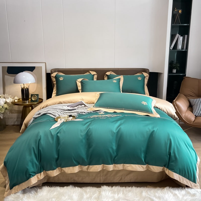 KTX-030099 Cotton Embroidery Bedding Set - 4-Piece Collection for Full, Queen, and King Beds