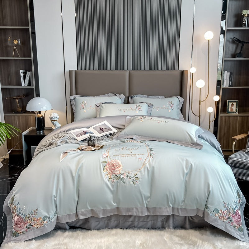 KTX-030099 Cotton Embroidery Bedding Set - 4-Piece Collection for Full, Queen, and King Beds