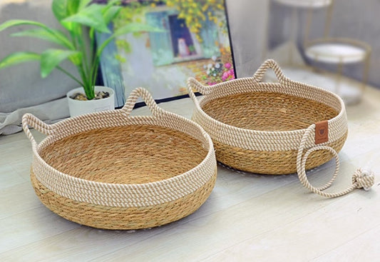 KTX-030547 Cool Rattan Cat Scratch Board with Multi-Color Cotton Cushions for Cats and Dogs