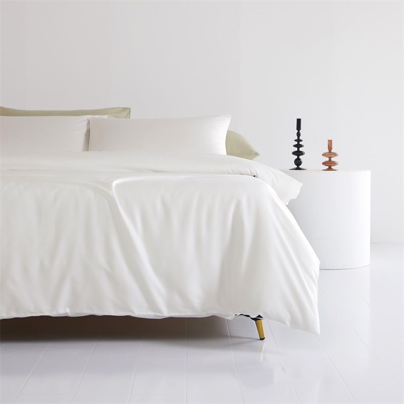KTX-030739 Cotton Comforter Bed Set - Four-Piece White Collection with Sheet, Duvet Cover, and Pillowcases
