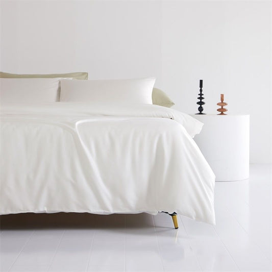 KTX-030739 Cotton Comforter Bed Set - Four-Piece White Collection with Sheet, Duvet Cover, and Pillowcases