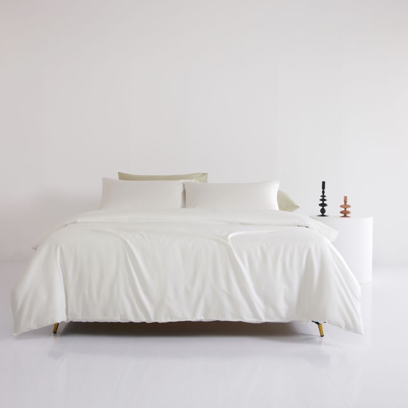 KTX-030739 Cotton Comforter Bed Set - Four-Piece White Collection with Sheet, Duvet Cover, and Pillowcases