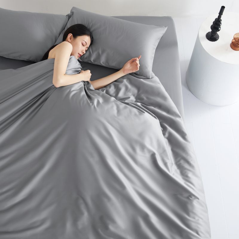 KTX-030739 Cotton Comforter Bed Set - Four-Piece White Collection with Sheet, Duvet Cover, and Pillowcases