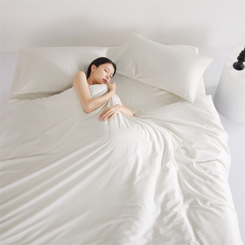KTX-030739 Cotton Comforter Bed Set - Four-Piece White Collection with Sheet, Duvet Cover, and Pillowcases